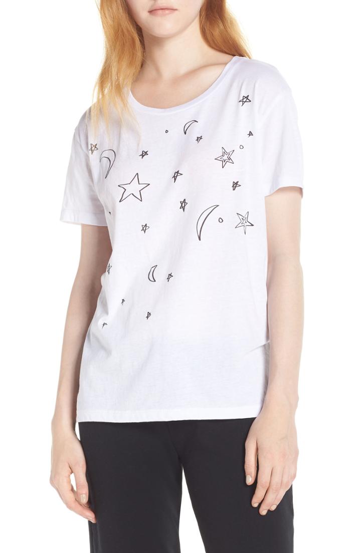 Women's Chaser Moon & Stars Graphic Lounge Tee - White