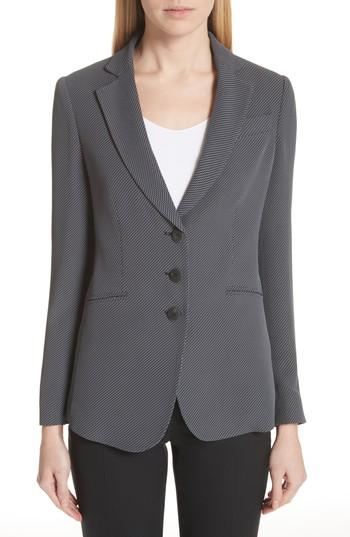 Women's Emporio Armani Stretch Crepe Blazer Us / 42 It - Grey