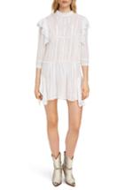 Women's Isabel Marant Etoile Alba Embroiered Ruffle Dress Us / 34 Fr - White