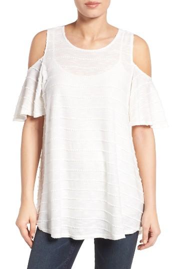 Women's Bobeau Textured Cold Shoulder Top - Ivory
