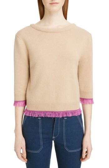 Women's Chloe Fringe Edge Cashmere Sweater - Brown