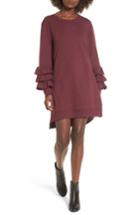 Women's Bp. Tier Sleeve Sweatshirt Dress, Size - Burgundy