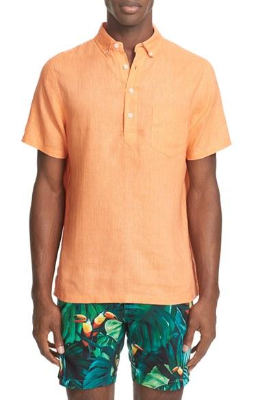 Men's Onia Josh Woven Linen Polo
