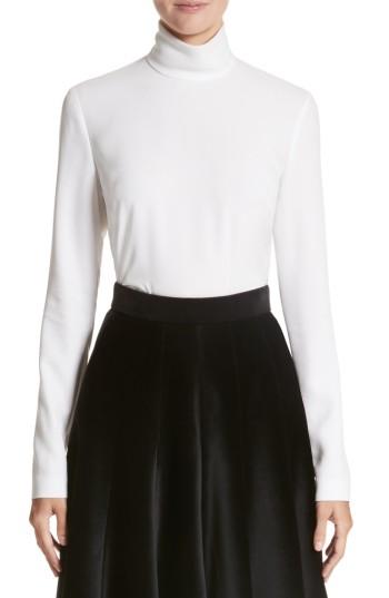 Women's Sara Battaglia Crepe Cady Turtleneck Blouse Us / 36 It - White