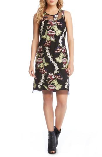 Women's Karen Kane Floral Embroidery A-line Dress - Black