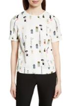 Women's Ted Baker London Wepster Pleat Back Print Top - Ivory