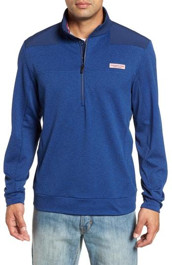 Men's Vineyard Vines Performance Quarter Zip Pullover, Size - Blue