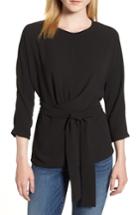 Women's Gibson Dolman Sleeve Tie Back Stretch Crepe Blouse - Black