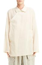 Men's Yohji Yamamoto Cotton & Linen Surplice Shirt