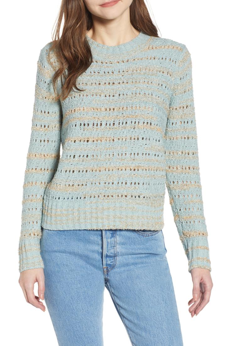 Women's Hinge Metallic Pointelle Pullover