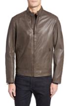 Men's Cole Haan Washed Leather Moto Jacket, Size - Grey