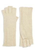 Women's Halogen Rib Knit Fingerless Gloves, Size - Beige
