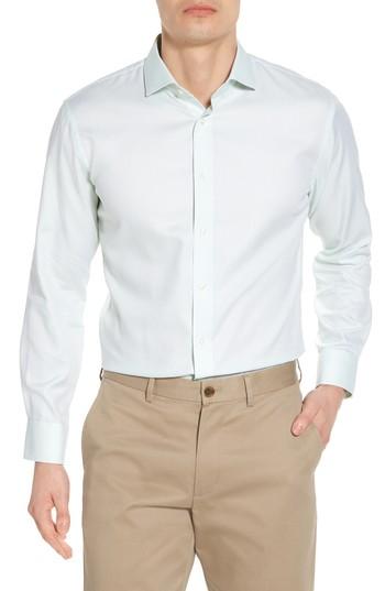 Men's Nordstrom Men's Shop Trim Fit Solid Dress Shirt 34/35 - Green