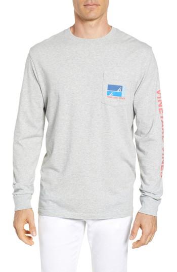 Men's Vineyard Vines Sailing Blue Regular Fit Crewneck T-shirt - Grey
