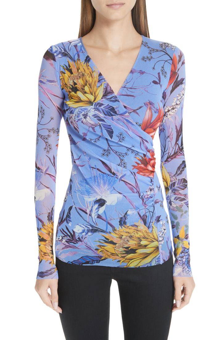 Women's Fuzzi Floral Tulle Wrap Top - Purple