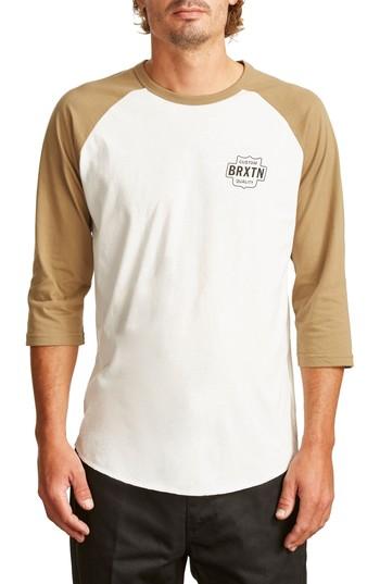 Men's Brixton Garth Baseball T-shirt, Size - White