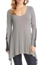 Women's Kane Kane Faux Leather Patch Stripe Top - Grey