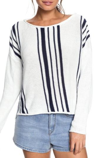 Women's Roxy Monument Border Stripe Sweater - Ivory