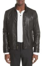 Men's John Varvatos Collection Slim Fit Leather Jacket Eu - Black
