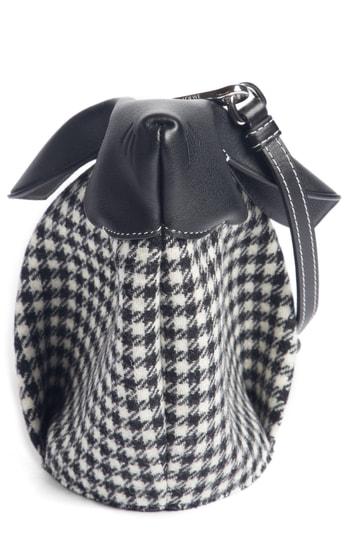 Loewe Mini Bunny Tweed & Leather Crossbody Bag With Genuine Shearling Trim - Black
