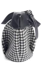 Loewe Mini Bunny Tweed & Leather Crossbody Bag With Genuine Shearling Trim - Black