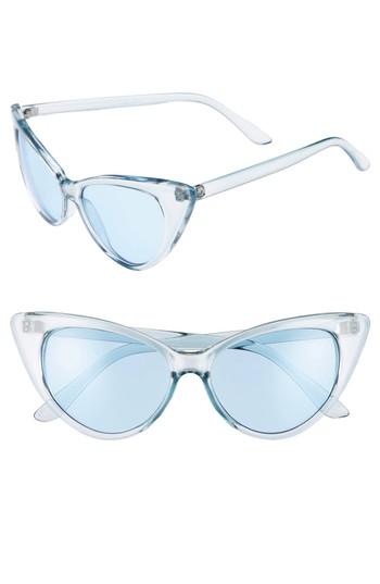 Women's Glance Eyewear 55mm Transparent Pastel Cat Eye Sunglasses - Blue