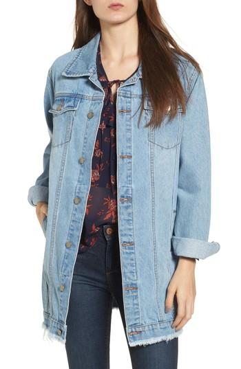 Women's The Fifth Label Empire Longline Denim Jacket - Blue