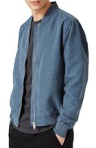 Men's Topman Textured Bomber Jacket - Blue