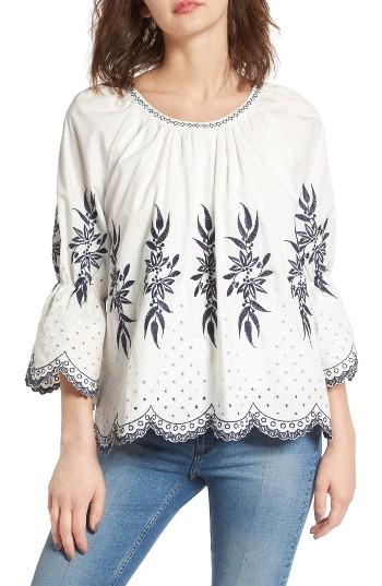 Women's Moon River Embroidered Scalloped Hem Top
