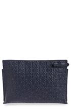 Loewe Large Logo Embossed Calfskin Leather Pouch - Blue