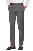 Men's Zanella Parker Flat Front Stretch Twill Wool Trousers - Grey