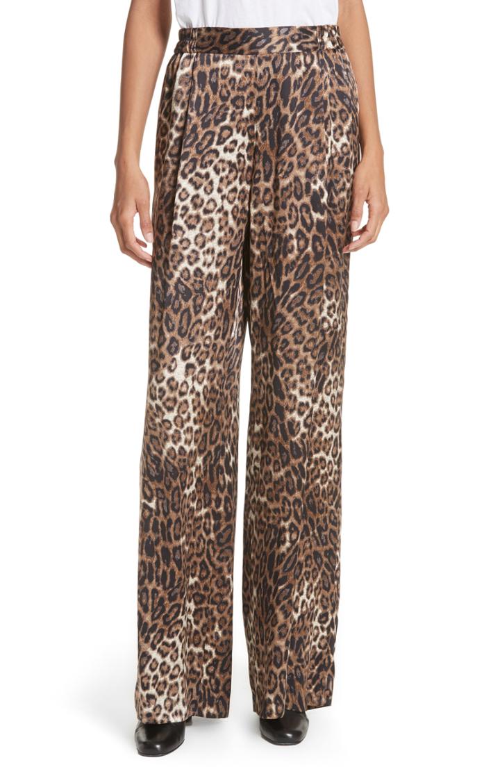 Women's Nili Lotan Vivianna Leopard Print Silk Pants