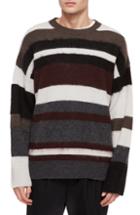 Men's Allsaints Striley Striped Wool Blend Sweater - Brown