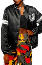 Women's Topshop Nfl Raiders Satin Bomber Jacket