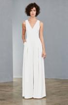 Women's Amsale Mesh Back Wide Leg Crepe Jumpsuit - Ivory