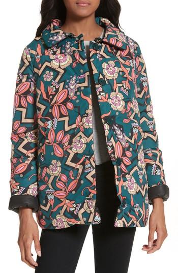 Women's M Missoni Reversible Printed Puffer Jacket Us / 40 It - Blue/green