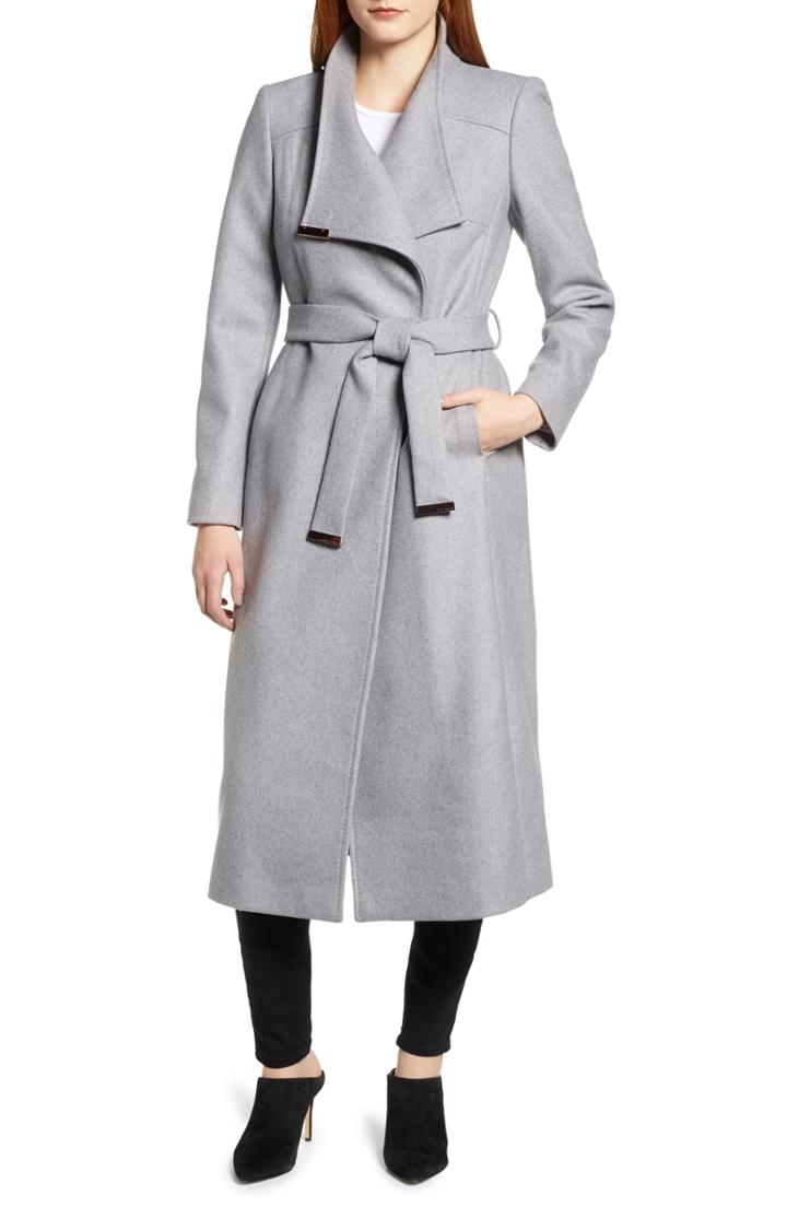 Women's Ted Baker Londer Midi Wool Wrap Coat - Grey