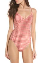 Women's Tory Burch Gingham One-piece Underwire Swimsuit - Red