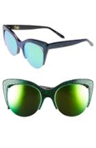 Women's Vow London Mia 51mm Cat Eye Sunglasses - Metallic Green Fleck