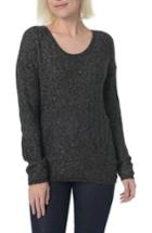 Women's Nydj Sequin Scoop Neck Sweater - Black