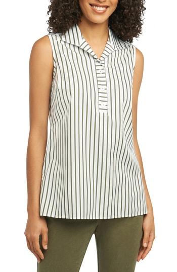 Women's Foxcroft Dani Stripe Sleeveless Tunic Top - Green