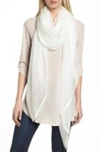 Women's Nordstrom Satin Border Silk Chiffon Scarf, Size - Ivory