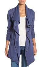 Women's Caslon Asymmetrical Drape Collar Terry Jacket - Blue