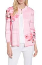 Women's Ming Wang Floral Knit Jacket - Pink