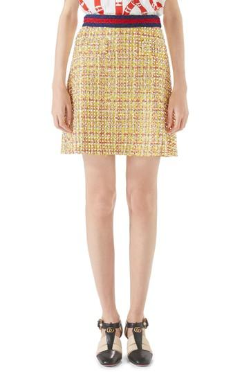 Women's Gucci Crystal Tweed A-line Skirt Us / 38 It - Yellow