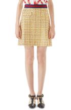 Women's Gucci Crystal Tweed A-line Skirt Us / 38 It - Yellow