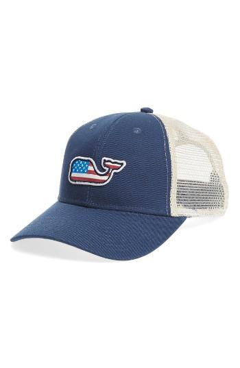Men's Vineyard Vines Flag Whale Patch Trucker Hat -
