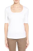 Women's Lafayette 148 New York Swiss Cotton Rib Square Neck Tee - White
