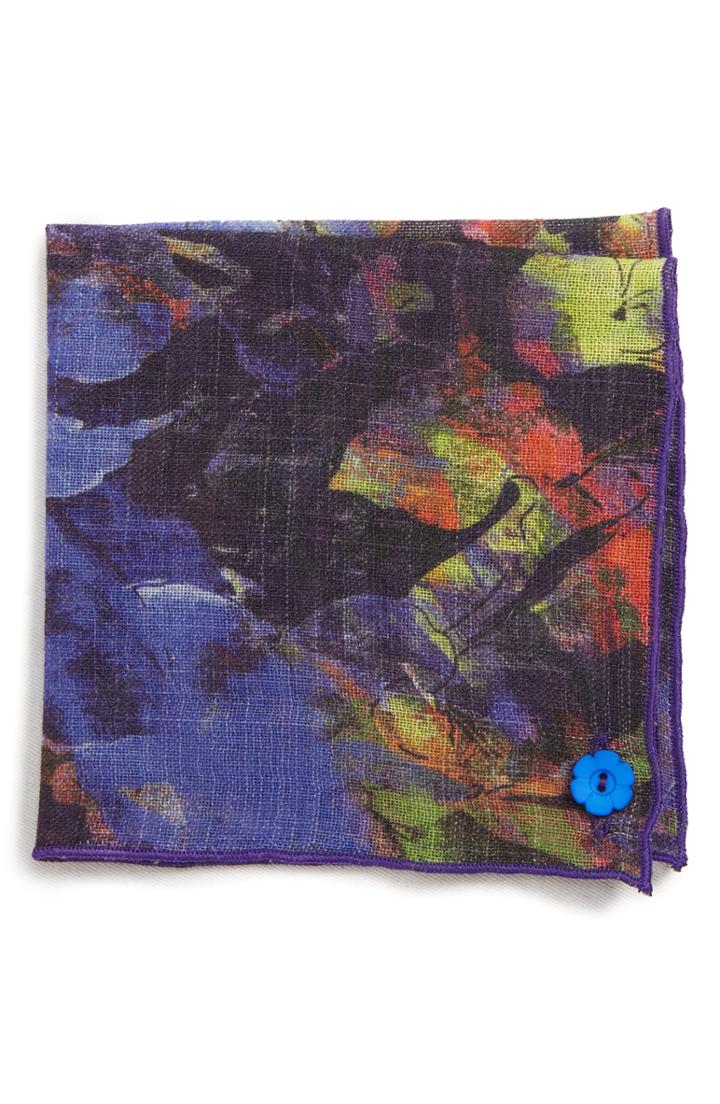 Men's Armstrong & Wilson Floral Cotton Pocket Square, Size - Purple