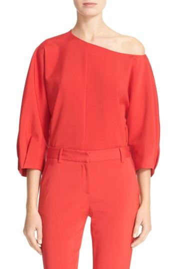 Women's Tibi Sculpted Sleeve One-shoulder Top - Red
